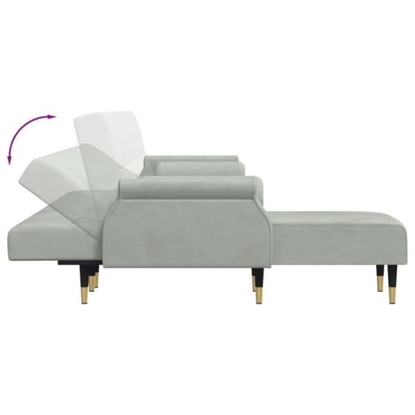 vidaXL L-formet sovesofa 271x140x70 cm velour lysegrå
