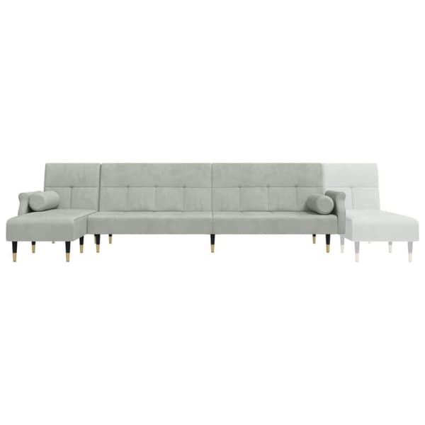 vidaXL L-formet sovesofa 271x140x70 cm velour lysegrå