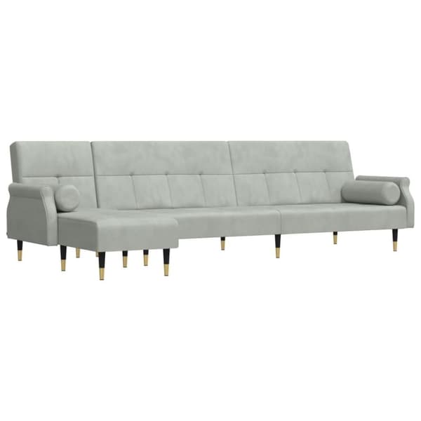 vidaXL L-formet sovesofa 271x140x70 cm velour lysegrå