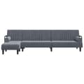 Miniatyrbillede 3 af 11: vidaXL L-formet sovesofa 260x140x70 cm velour mørkegrå