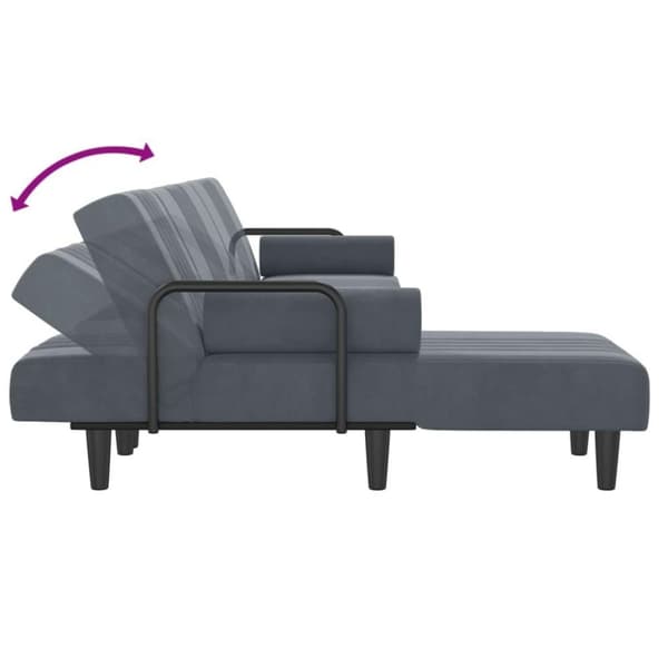 vidaXL L-formet sovesofa 260x140x70 cm velour mørkegrå