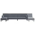 Miniatyrbillede 7 af 11: vidaXL L-formet sovesofa 260x140x70 cm velour mørkegrå