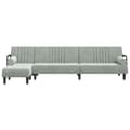 Miniatyrbillede 3 af 11: vidaXL L-formet sovesofa 260x140x70 cm velour lysegrå