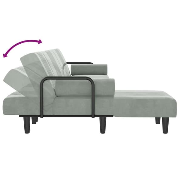 vidaXL L-formet sovesofa 260x140x70 cm velour lysegrå