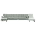 Miniatyrbillede 7 af 11: vidaXL L-formet sovesofa 260x140x70 cm velour lysegrå