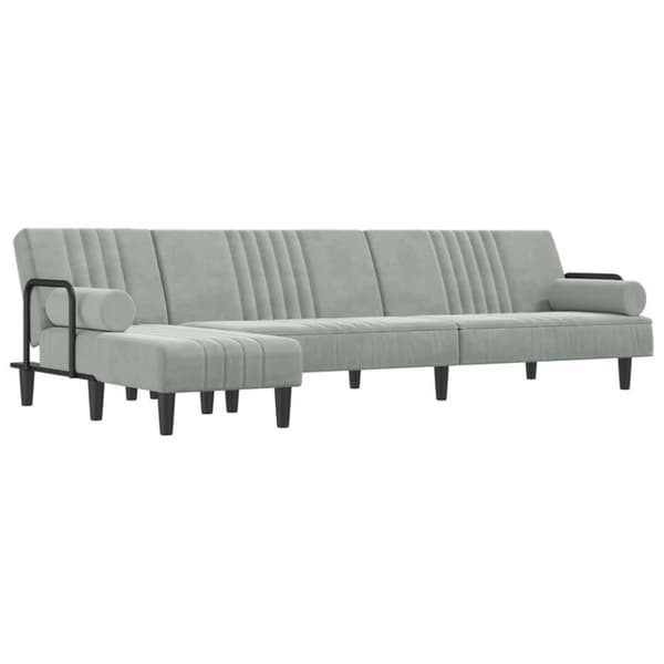 vidaXL L-formet sovesofa 260x140x70 cm velour lysegrå
