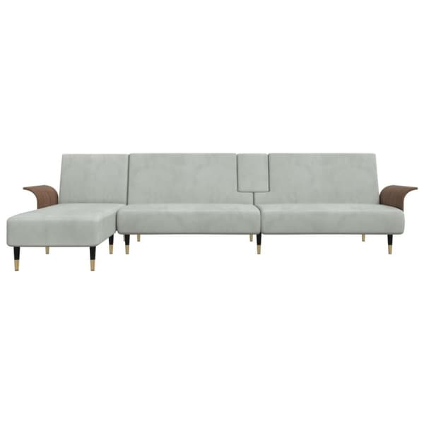 vidaXL L-formad bäddsoffa ljusgrå 279x140x70 cm sammet
