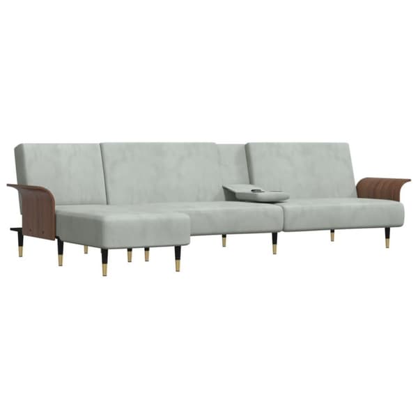 vidaXL L-formad bäddsoffa ljusgrå 279x140x70 cm sammet
