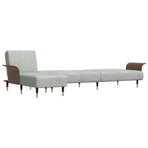vidaXL L-formad bäddsoffa ljusgrå 279x140x70 cm sammet