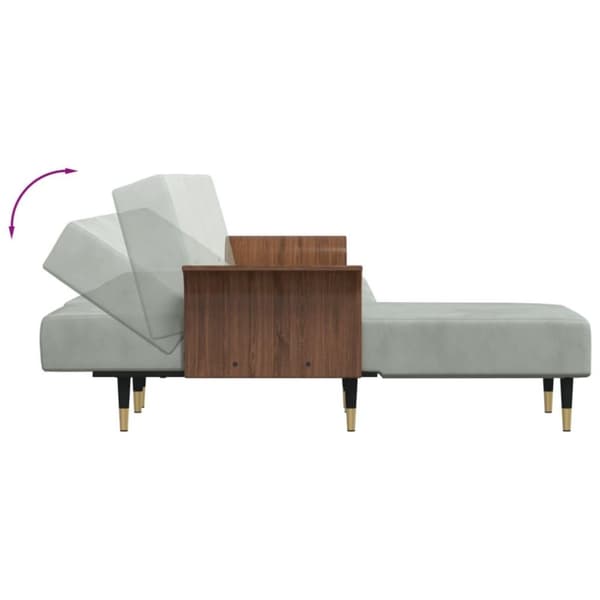 vidaXL L-formad bäddsoffa ljusgrå 279x140x70 cm sammet