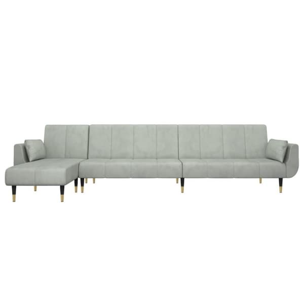 vidaXL L-formad bäddsoffa ljusgrå 275x140x70 cm sammet