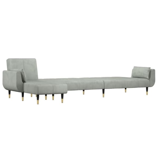 vidaXL L-formad bäddsoffa ljusgrå 275x140x70 cm sammet