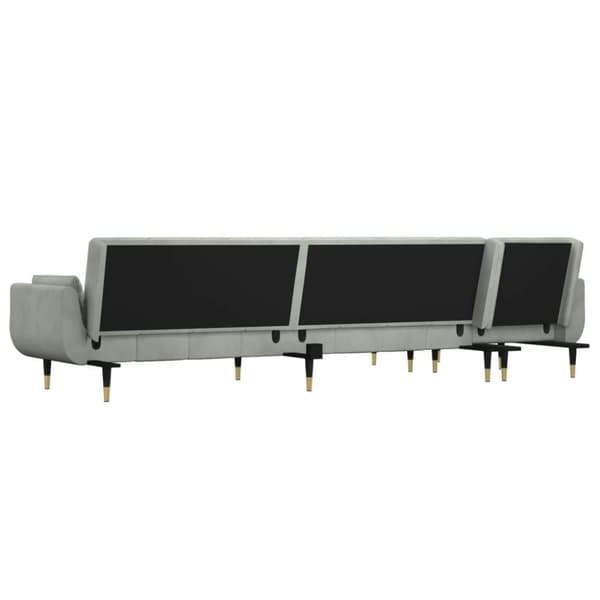 vidaXL L-formad bäddsoffa ljusgrå 275x140x70 cm sammet