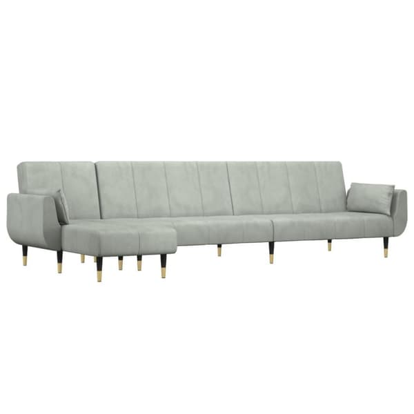 vidaXL L-formad bäddsoffa ljusgrå 275x140x70 cm sammet