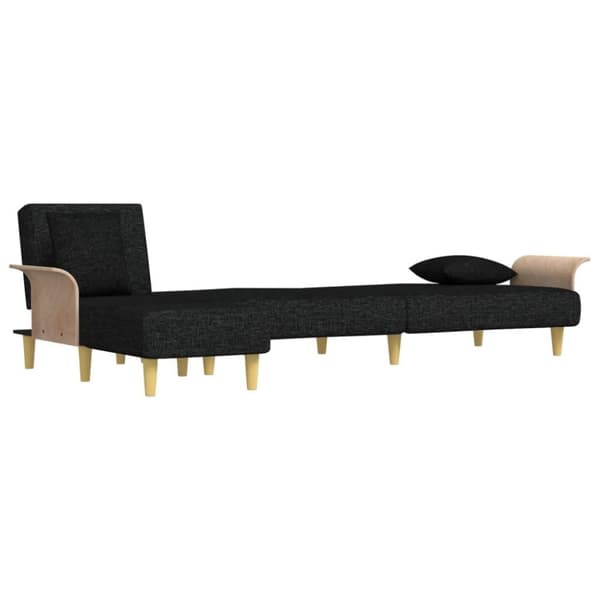 vidaXL L-formad bäddsoffa svart 279x140x70 cm tyg