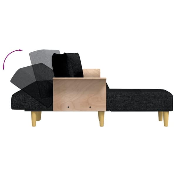vidaXL L-formad bäddsoffa svart 279x140x70 cm tyg