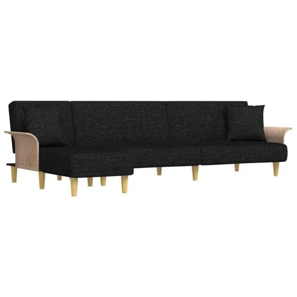 vidaXL L-formad bäddsoffa svart 279x140x70 cm tyg