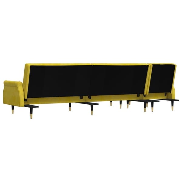 vidaXL L-formad bäddsoffa gul 271x140x70 cm sammet