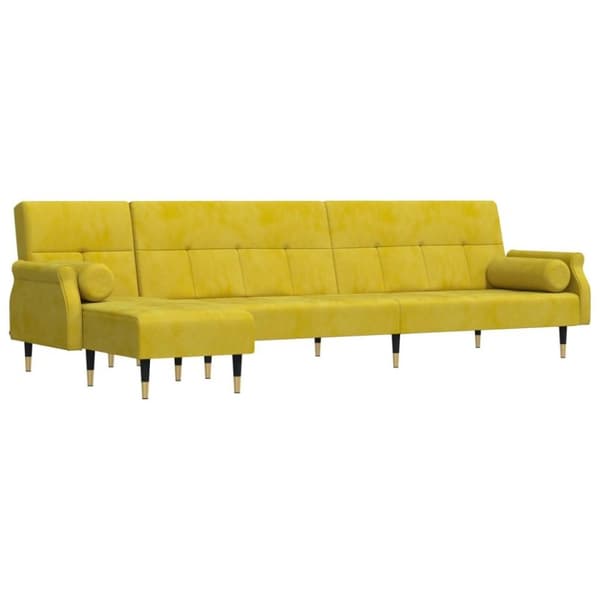 vidaXL L-formad bäddsoffa gul 271x140x70 cm sammet
