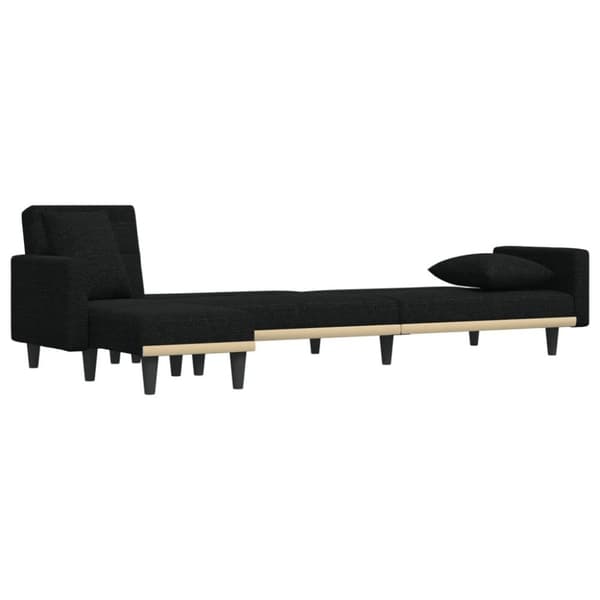 vidaXL L-formad bäddsoffa svart 275x140x70 cm tyg