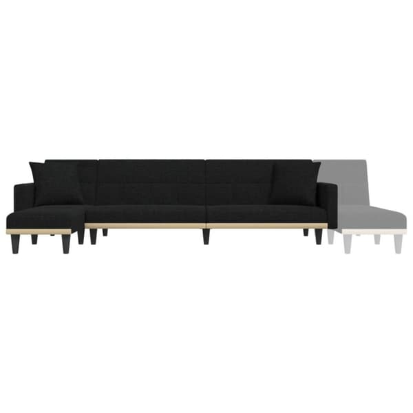 vidaXL L-formad bäddsoffa svart 275x140x70 cm tyg