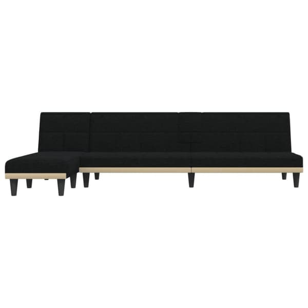 vidaXL L-formad bäddsoffa svart 255x140x70 cm tyg