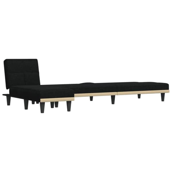 vidaXL L-formad bäddsoffa svart 255x140x70 cm tyg