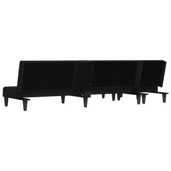 vidaXL L-formad bäddsoffa svart 255x140x70 cm tyg