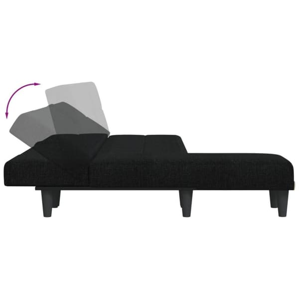 vidaXL L-formad bäddsoffa svart 255x140x70 cm tyg