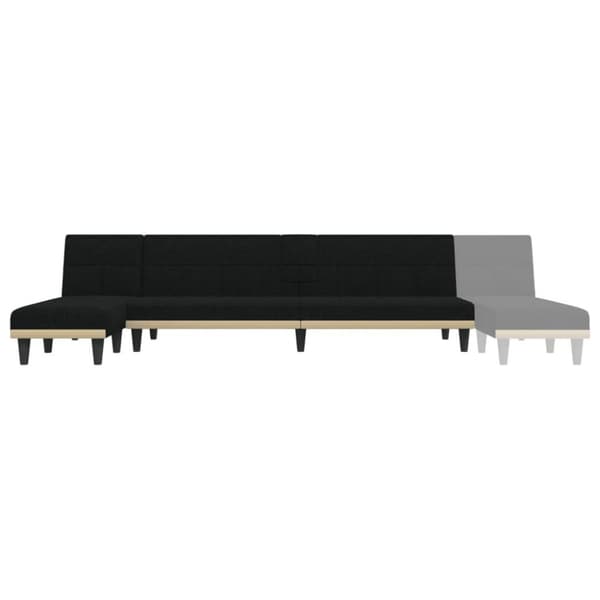vidaXL L-formad bäddsoffa svart 255x140x70 cm tyg