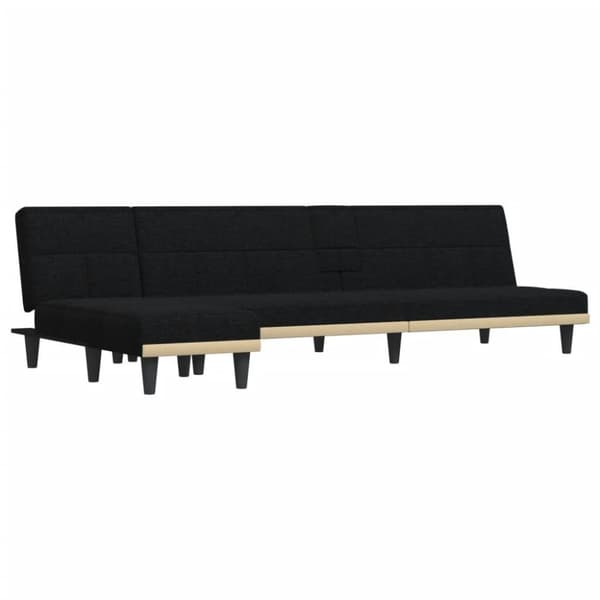 vidaXL L-formad bäddsoffa svart 255x140x70 cm tyg