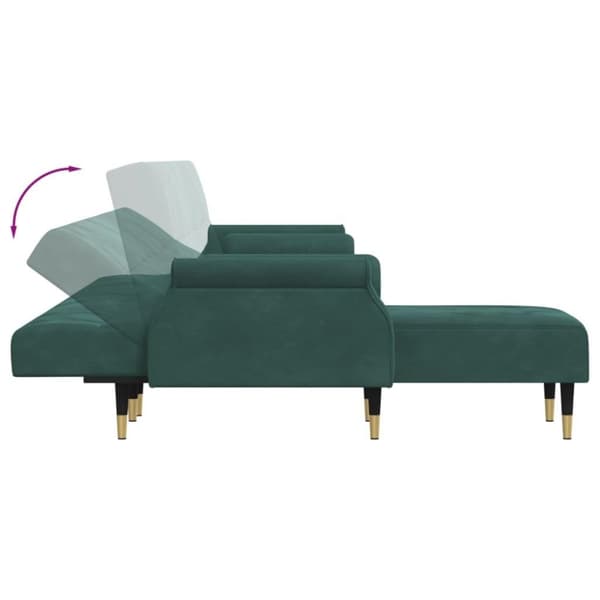 vidaXL L-formad bäddsoffa mörkgrön 271x140x70 cm sammet