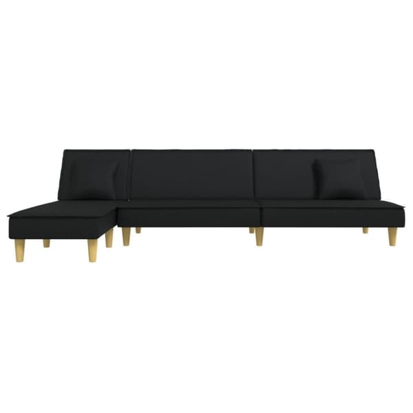 vidaXL L-formad bäddsoffa svart 255x140x70 cm tyg