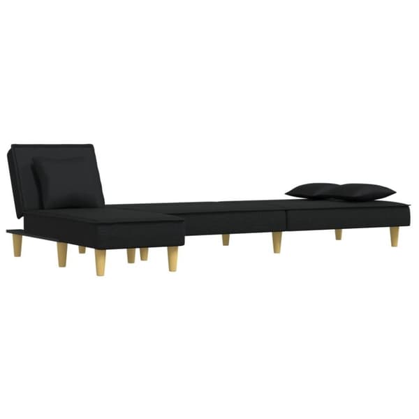 vidaXL L-formad bäddsoffa svart 255x140x70 cm tyg