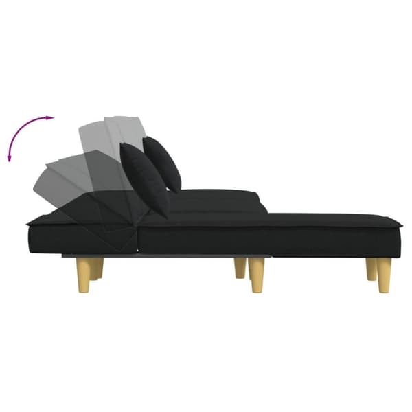 vidaXL L-formad bäddsoffa svart 255x140x70 cm tyg