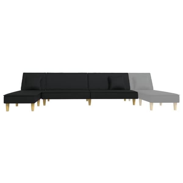 vidaXL L-formad bäddsoffa svart 255x140x70 cm tyg