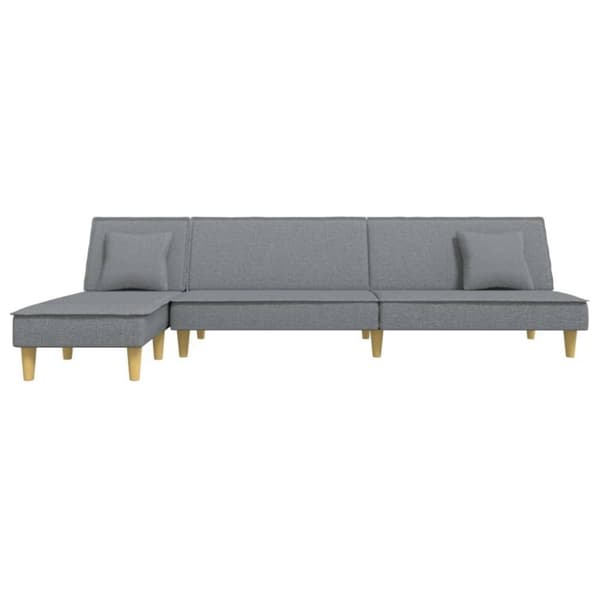 vidaXL L-formad bäddsoffa ljusgrå 255x140x70 cm tyg