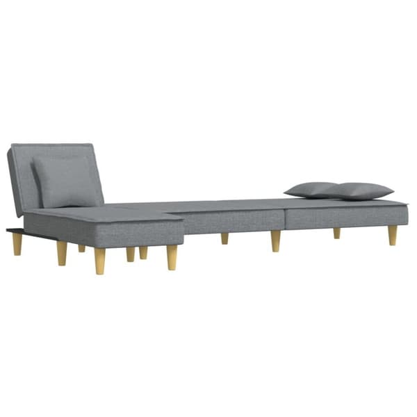 vidaXL L-formad bäddsoffa ljusgrå 255x140x70 cm tyg