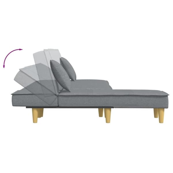 vidaXL L-formad bäddsoffa ljusgrå 255x140x70 cm tyg