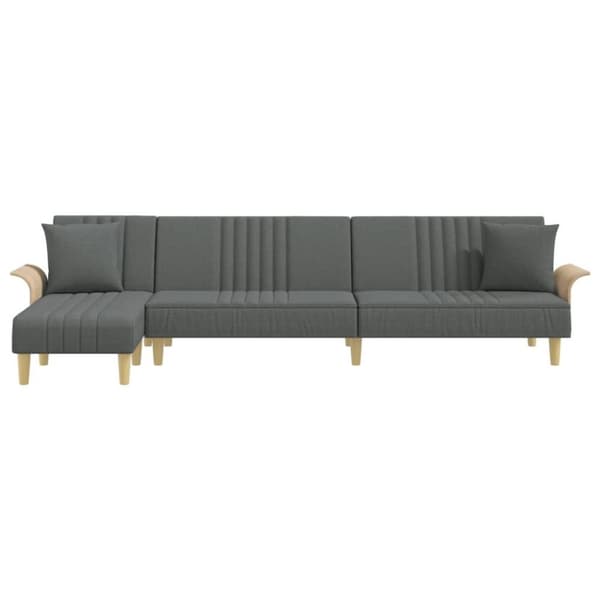 vidaXL L-formad bäddsoffa mörkgrå 279x140x70 cm tyg
