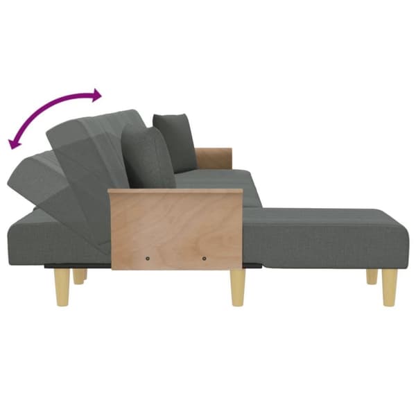vidaXL L-formad bäddsoffa mörkgrå 279x140x70 cm tyg