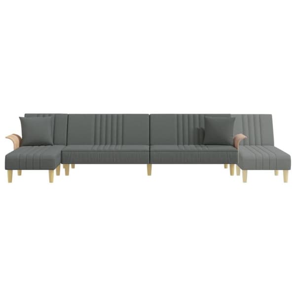 vidaXL L-formad bäddsoffa mörkgrå 279x140x70 cm tyg