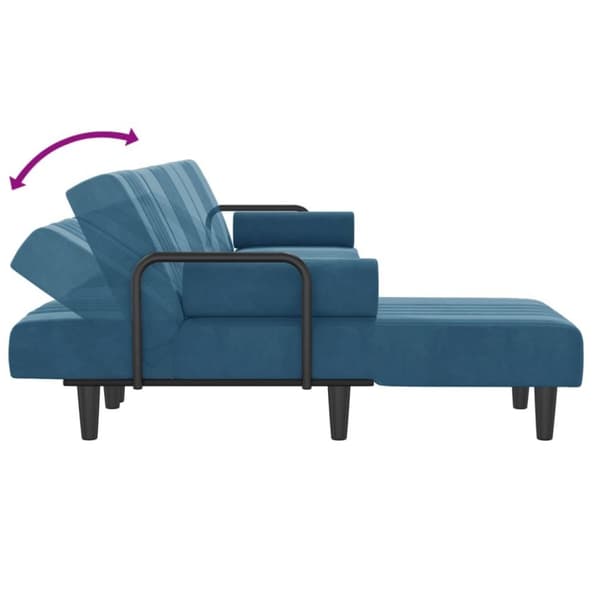 vidaXL L-formad bäddsoffa blå 260x140x70 cm sammet