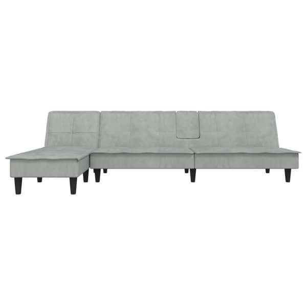 vidaXL L-formad bäddsoffa ljusgrå 255x140x70 cm sammet