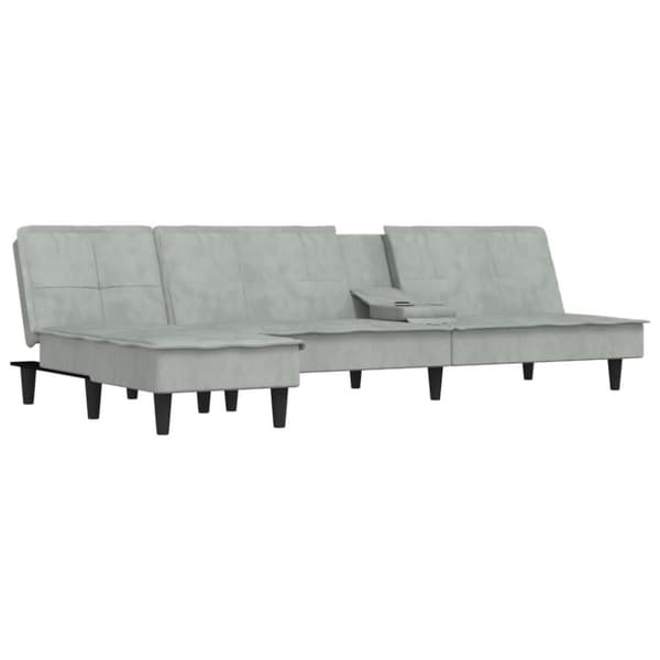 vidaXL L-formad bäddsoffa ljusgrå 255x140x70 cm sammet