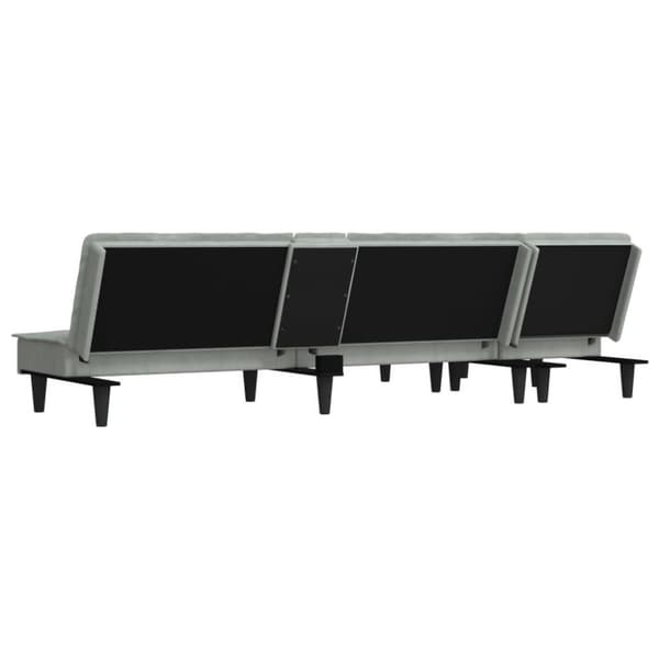 vidaXL L-formad bäddsoffa ljusgrå 255x140x70 cm sammet