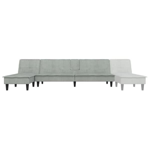 vidaXL L-formad bäddsoffa ljusgrå 255x140x70 cm sammet