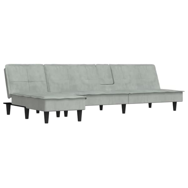 vidaXL L-formad bäddsoffa ljusgrå 255x140x70 cm sammet