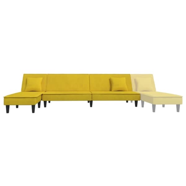 vidaXL L-formad bäddsoffa gul 255x140x70 cm sammet