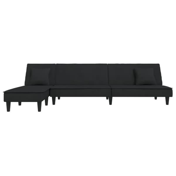 vidaXL L-formad bäddsoffa svart 255x140x70 cm sammet